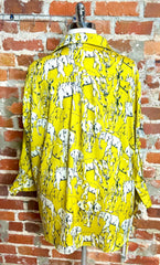 Bold in Every Way – Chartreuse & Black Elephant Print Shirt