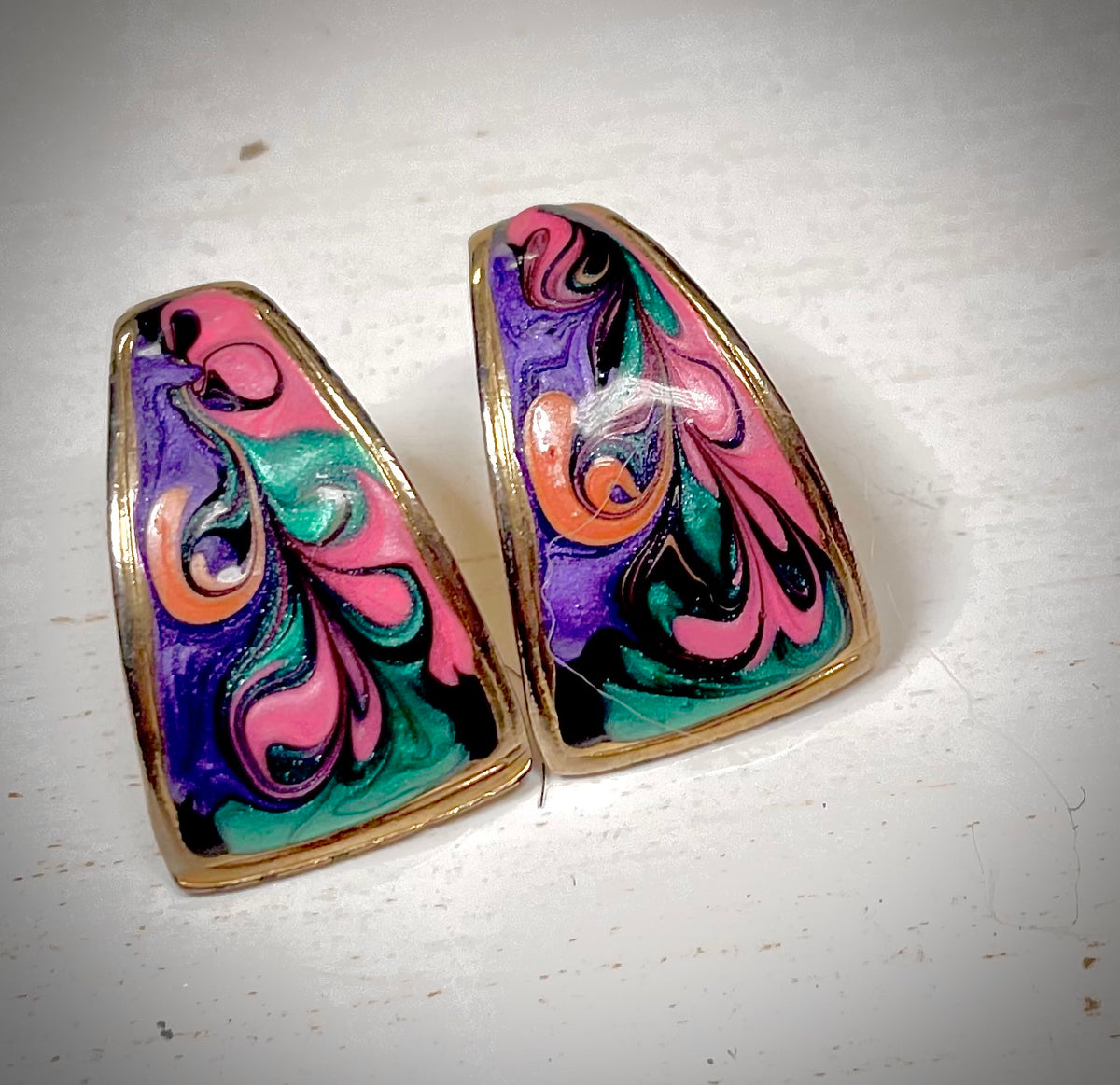 Vintage Multicolored Enamel Earrings