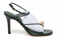 AKIRA Green Patent Thong Sandal w/ Gold Accent