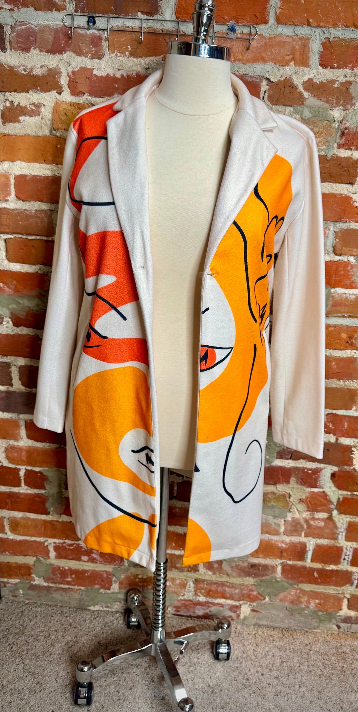 Half & Half Abstract Print Peacoat