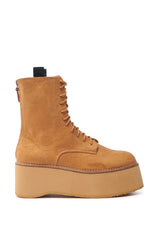 THE RIVETER – Chestnut Tan Faux Leather Platform Combat Boot