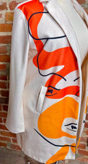 Half & Half Abstract Print Peacoat