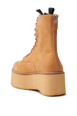THE RIVETER – Chestnut Tan Faux Leather Platform Combat Boot