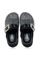 AZALEA WANG “DESDEMONA” Black Rhinestone Platform Clog