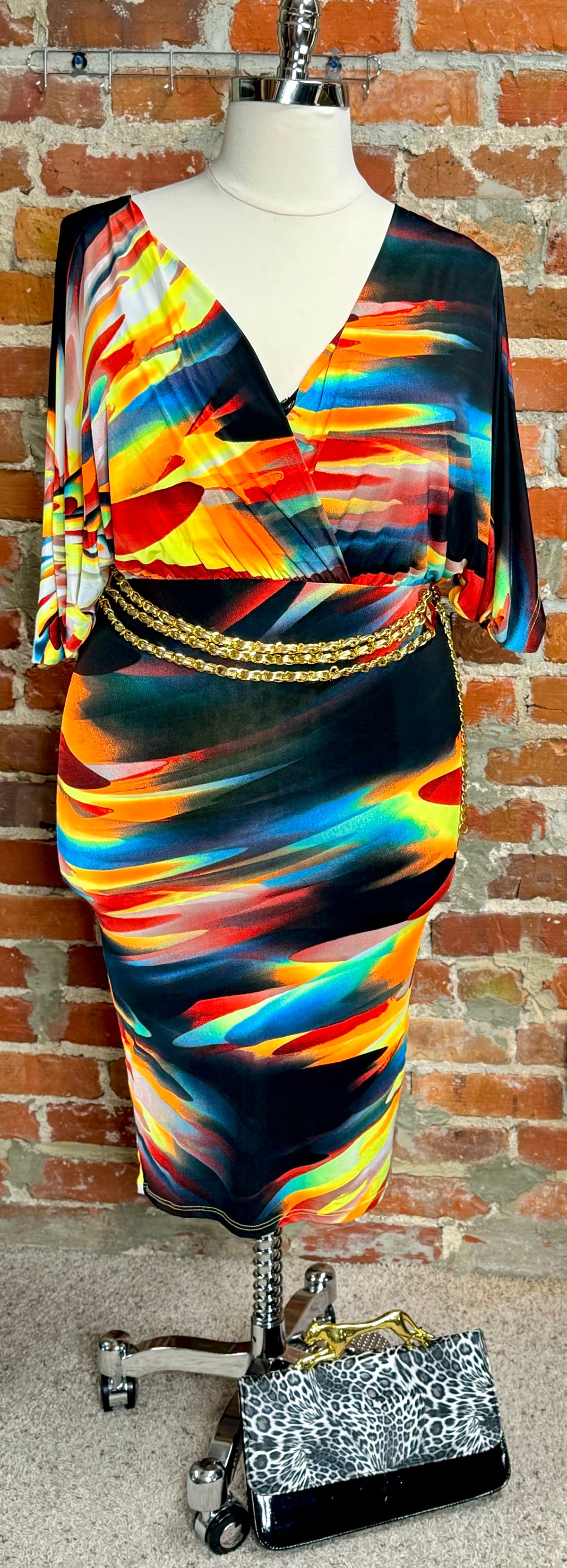 Multicolored Midi Length Maxi Dress