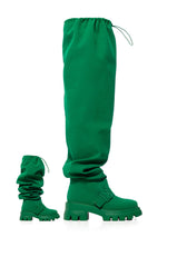 AZALEA WANG “FRAPPE” Over-the-Knee Chunky Boot – Green