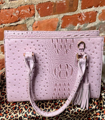 Lavender Croc Embossed Tassel Handbag