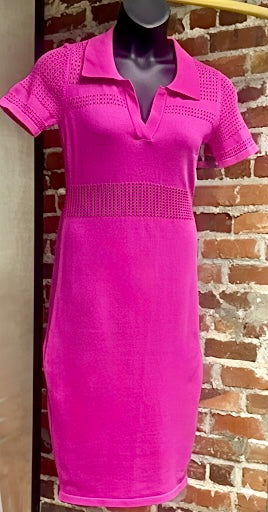💖 Pink Knit Midi Dress