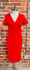 Fiery Elegance: Zara’s Stunning Red Pencil Dress