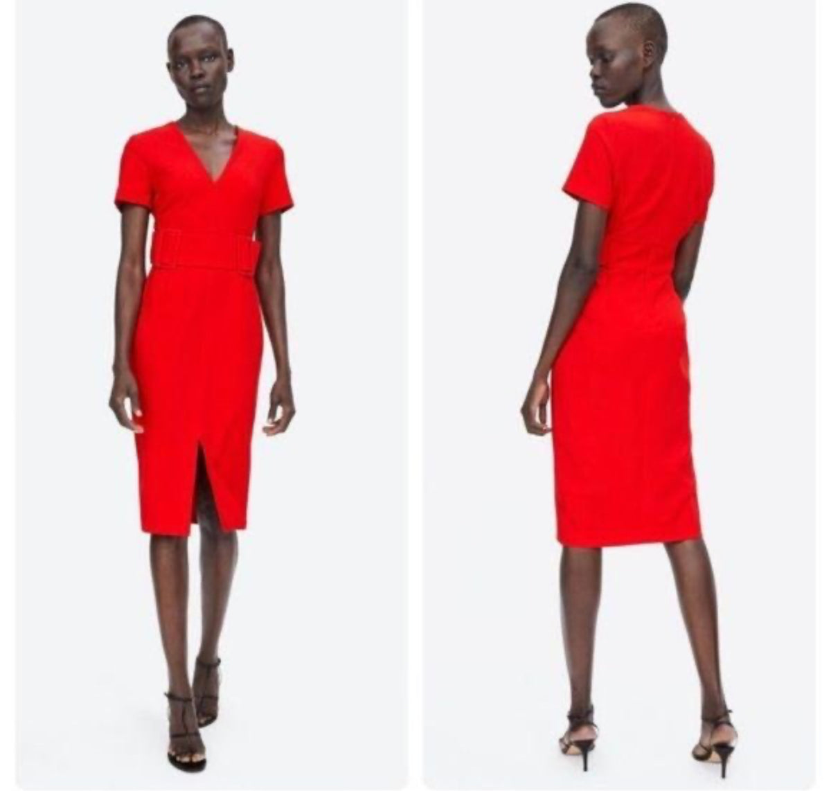 Fiery Elegance: Zara’s Stunning Red Pencil Dress