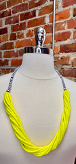 Lively and Wild: Kari Lime Green and Zebra Print Seed Bead Necklace