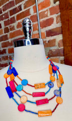 Radiant Charm: Colorful Multicolored Abstract Shaped Necklace