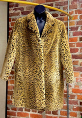 Cheetah Print Faux Fur Coat with matching gloves