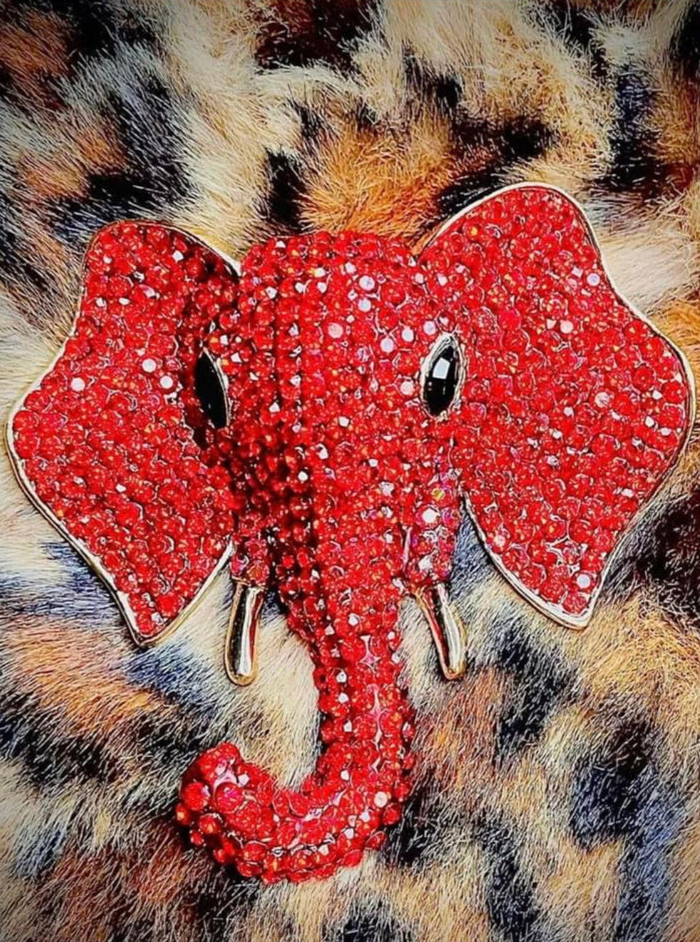 Rhinestone Elephant Brooch