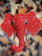 Rhinestone Elephant Brooch