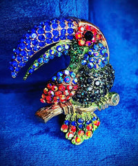 Multicolored Rhinestone Toucan Brooch